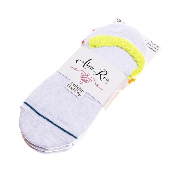 White  Fuzzy Cuff Low Liners Anti Slip Heel Grip Socks | 3 Pack - Picture 6 of 6